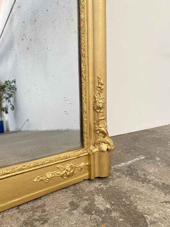 Image 1 of Stuccoed and gilded wooden mirror, 110cm high, 19th century, France