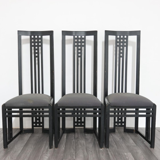 Image 1 of Giorgetti Tris Holzthronstühle, modernes Design der 1970er Jahre