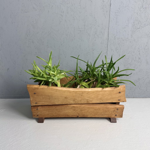 Vintage massief houten plantenbak