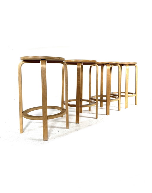 4x vintage plywood bar stool '60