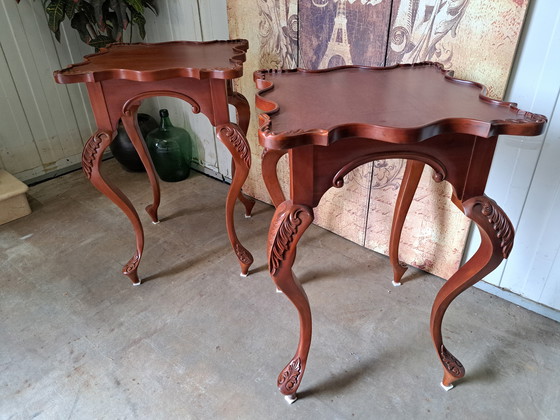 Image 1 of Klassieke Mahoniehouten Bijzettafel, Plantentafel, Console, Afmetingen 50x50cm en 75cm Hoog