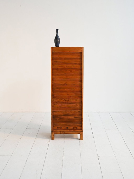 Kast met roldeur van berkenhout, jaren 1940