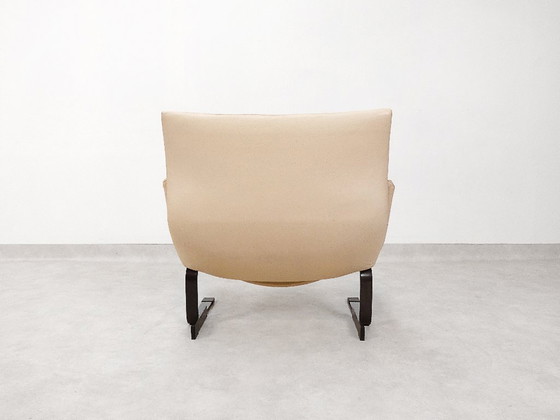 Image 1 of  Saporiti Onda Stuhl – cremefarbenes Leder 