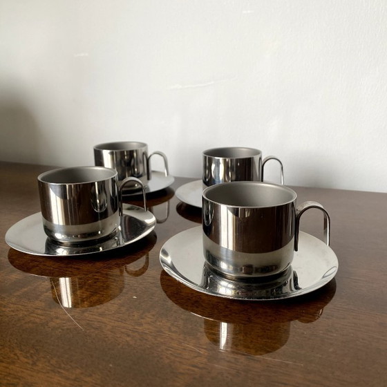 Image 1 of 4x Design GB - Guido Bergna - minimalista moderno - acciaio inox - tazze termiche per espresso/demitasse a doppio isolamento