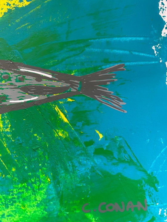 Acrylic fish 30 x 21 cm – Liquitex, Wall decoration, Paper (photo 5 of 8)