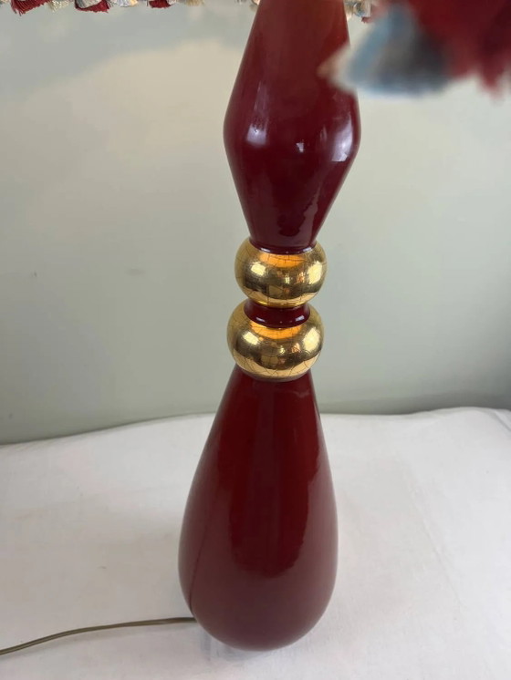 Grande lampada vintage in ceramica rossa firmata Drimmer – paralume pl – Lampade da tavolo, Porcelain, Metal (photo 5 of 21)