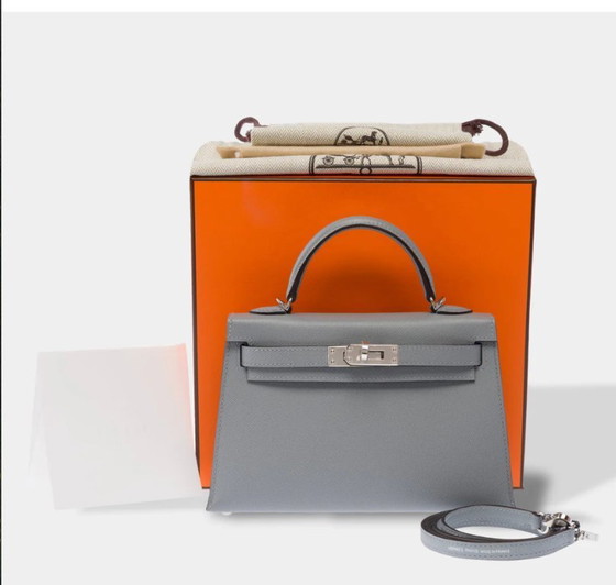Image 1 of Sac HERMES Kelly Mini en Cuir Gris - 103477 Prix soldé