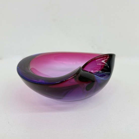 Image 1 of Set of 3 murano summerso pink glass bowls , 1970s