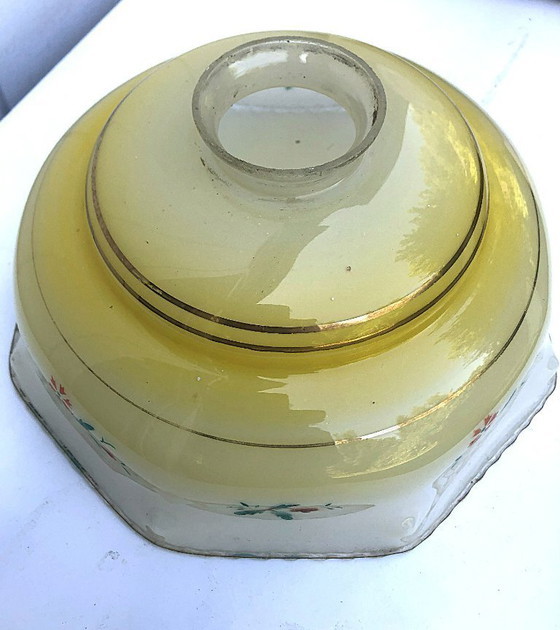 Image 1 of Vintage glazen lampenkap met bloemmotief - jaren 1950-60