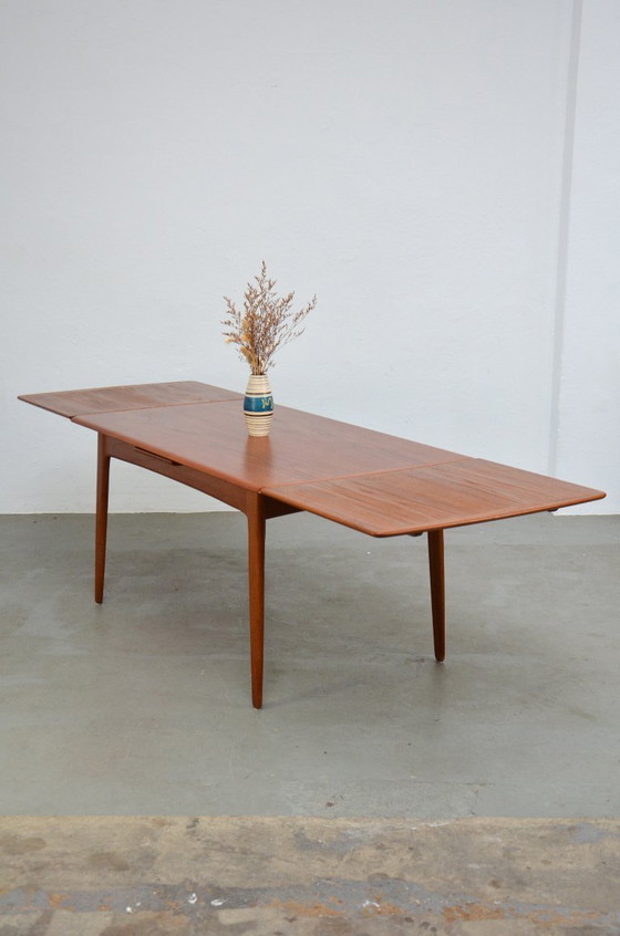 Image 1 of Eettafel van Svend Åge Madsen, Deense teakhouten keukentafel, mid-century, uitschuifbaar, jaren 60