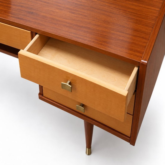 Vintage Dressing Table with Mirror – Mid-Century Vanity 50s/60s – Sideboard cabinet, Wood (photo 4 of 6)