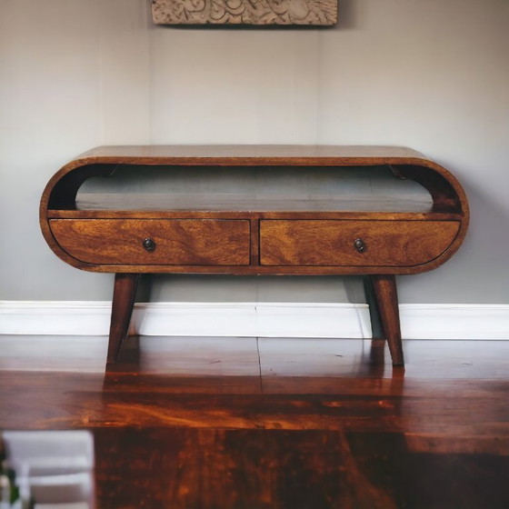 Image 1 of TV-meubel in Massief Mangohout met Kastanjehouten afwerking