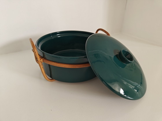 Arabia Finland Kilta Deckelschale mit Rattanhalter – Geschirr, Ceramic (photo 3 of 7)