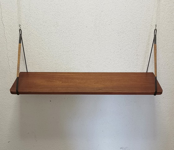 Elegante estante de pared de los años 50 con 1 estante. – Estanterías de pared, Metal, Wood, Vintage (photo 5 of 8)