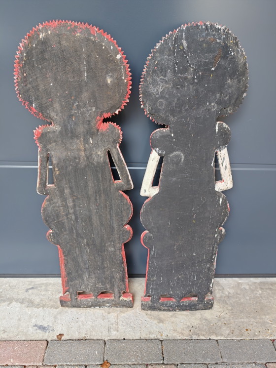 2 Gepolychromeerd Balinees Tempelbeeld Arca Vrouwen Verguld 1920s – Beeldhouwkunst, Wood (photo 7 of 12)