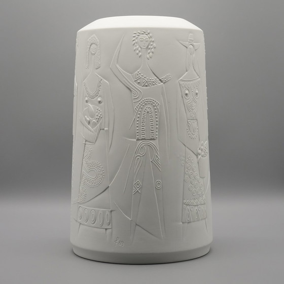 Image 1 of Rare CUNO FISCHER Hutschenreuther Bisque Porcelain Floor Vase 1969 H33cm D21cm