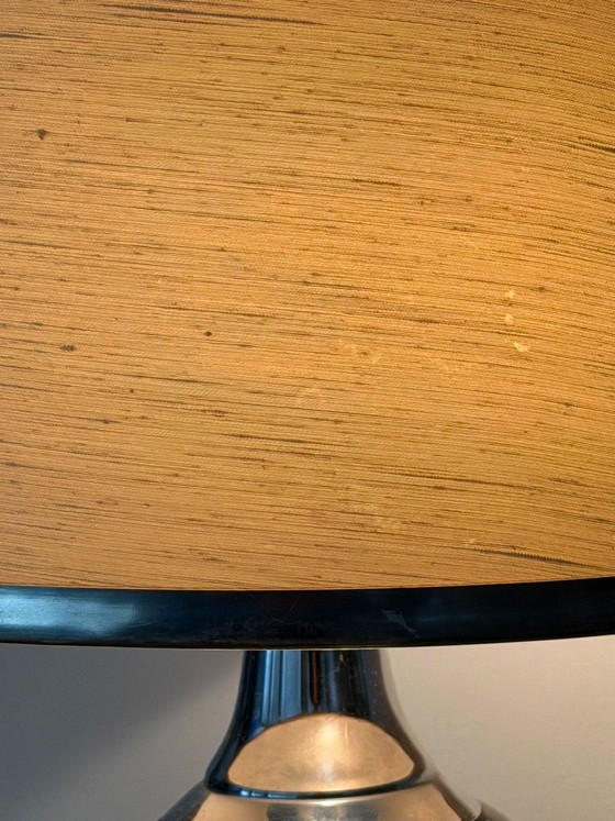 Vintage Italian Smoked Glass And Chrome Table Lamp, 1960s – Textile (photo 9 of 17)