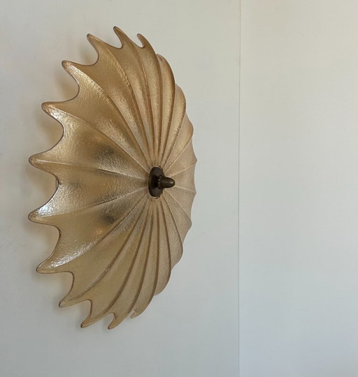 Lampada da parete XL vintage, Murano e ottone, Italia 1970