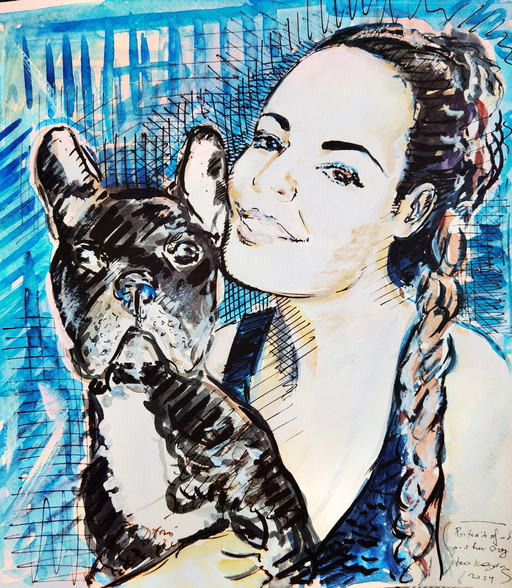 - Porträt eines Mädchens mit ihrem Hund