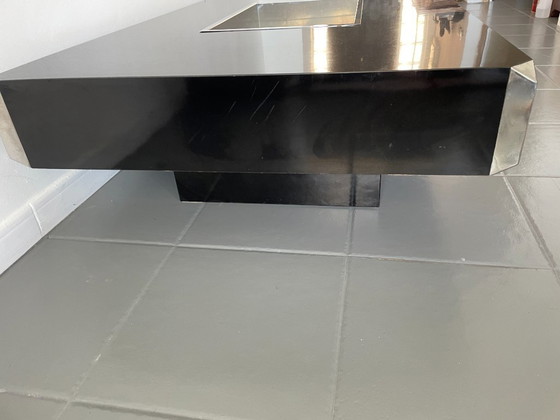 Image 1 of Tavolino Alveo laccato nero, disegnato da Willy Rizzo per Sabot, anni '70.