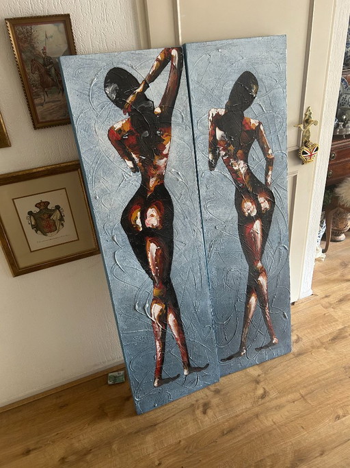 Japanische Malerei, Vintage 60er/70er Jahre