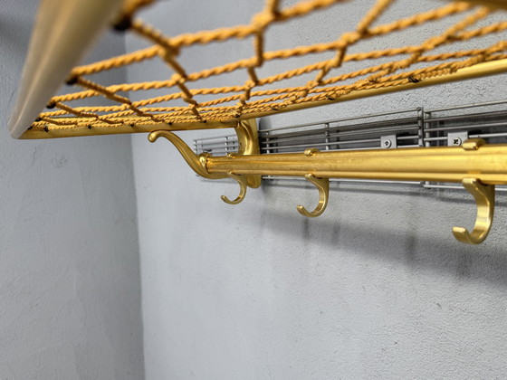 Image 1 of Vintage metalen wandkapstok met touw