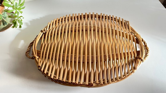 Image 1 of Vassoio di presentazione in rattan vintage