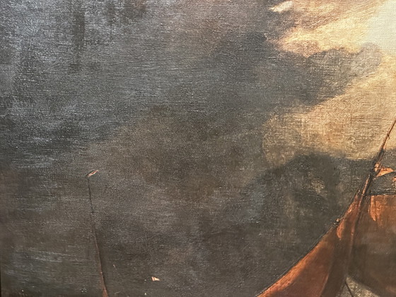 Image 1 of D'après J.M.W. Turner (1775-1851) - Jetée de Calais - Huile sur toile encadrée 104 x 81 cm