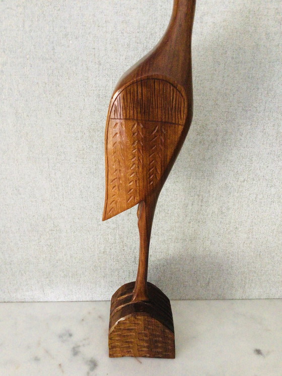 Image 1 of Pájaro de teca de mediados de siglo, altura 70 cm