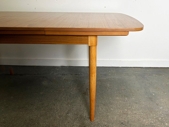 1960/70s Schreiber Mid-Century Extending Dining Table 4 Matching Dining Chairs – Dining set, Wood (photo 7 of 12)