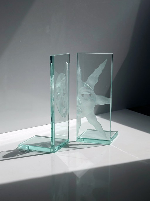 Fermalibri in vetro vintage sole luna anni '90 stile Whimsygoth