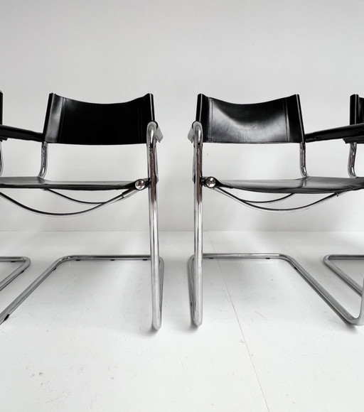 Set di 4 sedie in pelle Mart Stam S34, anni '70