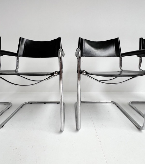 Image 1 of Set di 4 sedie in pelle Mart Stam S34, anni '70