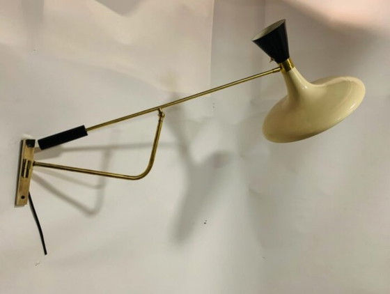 Stilnovo Wandleuchte mit Arm, Wandleuchten, Messing, Metall, Schwarz, Mid Century Modern (Foto 3 von 9)