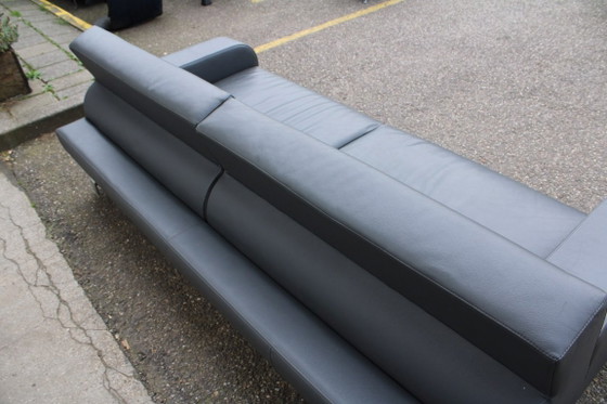 Leolux B-Flat Sofa - Grey Leather, Adjustable Backrests – 3-5 seaters, Metal (photo 4 of 6)