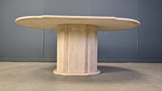 Image 1 of Vintage oval travertine dining table, 1970s