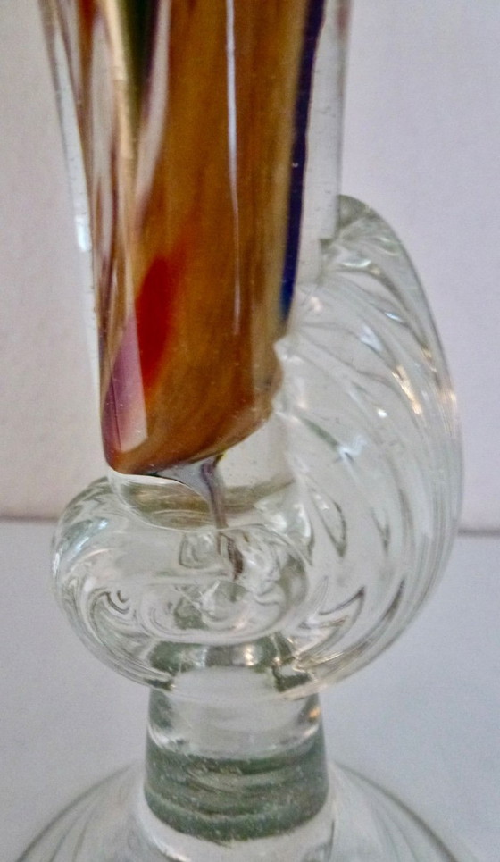 Image 1 of Vaso decorativo vintage, un'opera d'arte in vetro soffiato con bicchieri "confetti".