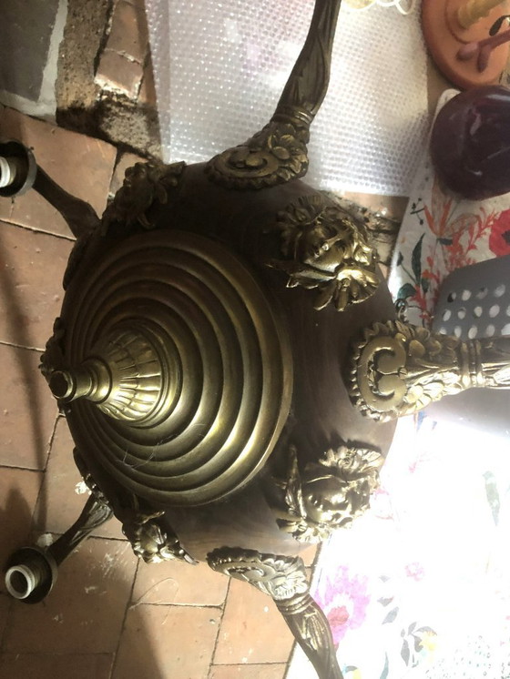 Image 1 of Lot of 5 art nouveau globes, 1900-1910, rose-colored, glass, Begium