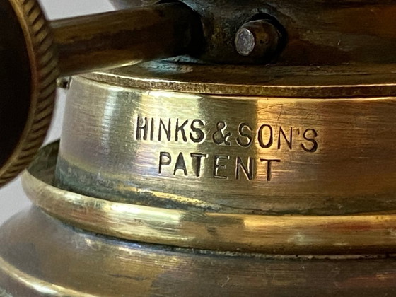 Image 1 of Lampe à Pétrole Huile Kérosène Anglaise Hinks & Son Napoléon III Cuivre Jaune