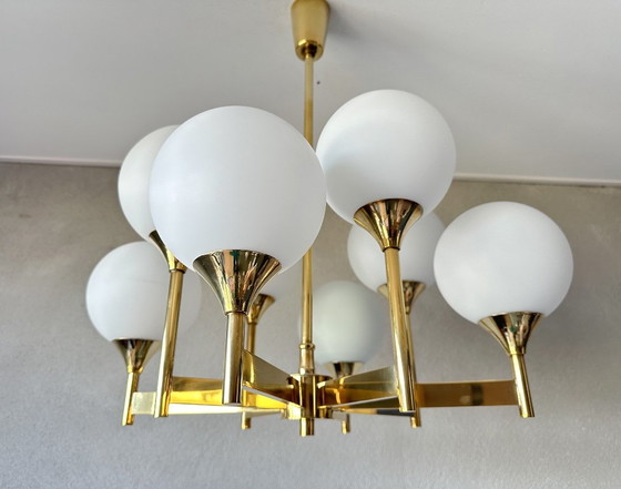Vintage Boulanger Hanglamp – Hanglampen, Glass, Brass (photo 2 of 13)