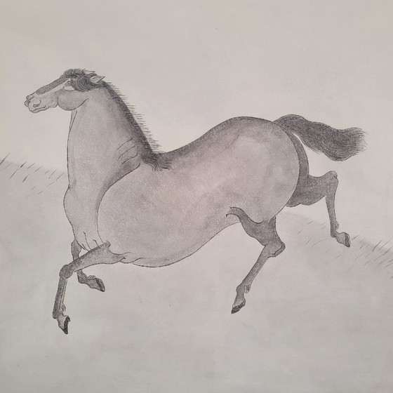 Image 1 of Paravento Byôbu “Cavalli selvaggi”, scuola Kano, periodo Edo, XIX secolo – Giappone