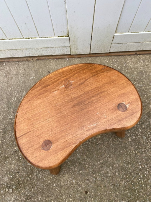 Rustic Brutalist tripod wooden stool 1950