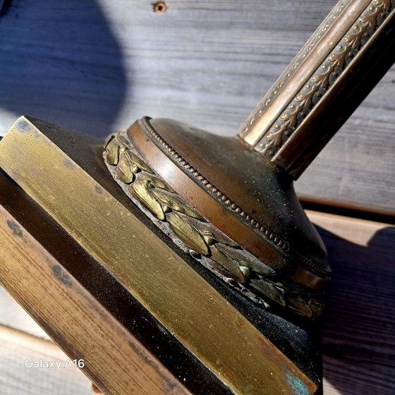 Image 1 of Grande lampada ad olio Baccarat ? Cristal Bronze Et Regule 77cm XIX Ème