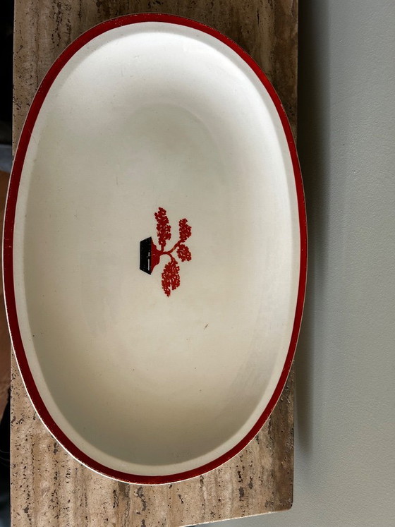 Image 1 of Jean Luce dinnerware set – red bonsai motif - Art Deco