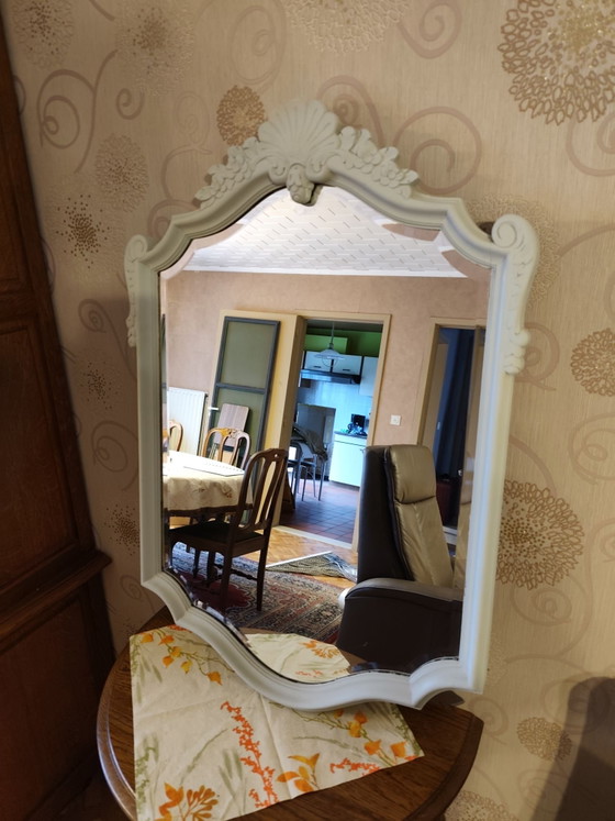 Miroir vintage baroque à fronton, Verre, Bois, Gris (photo 2 sur 8)