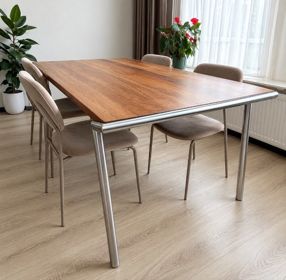 Table de salle à manger Harvink, Tables de salle à manger, Bois, Métal, Marron, Modern (photo 5 sur 5)