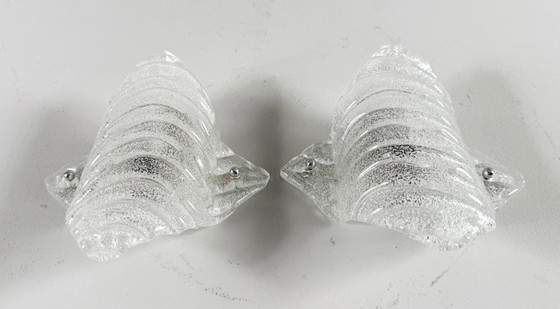 Image 1 of Mid-century frosted glass wall lamps/wall lights, Murano, Germany, 1970s