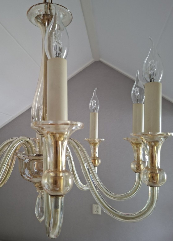 Vintage Italian Murano 8-Arm Chandelier - Crystal. – Copper (photo 12 of 17)