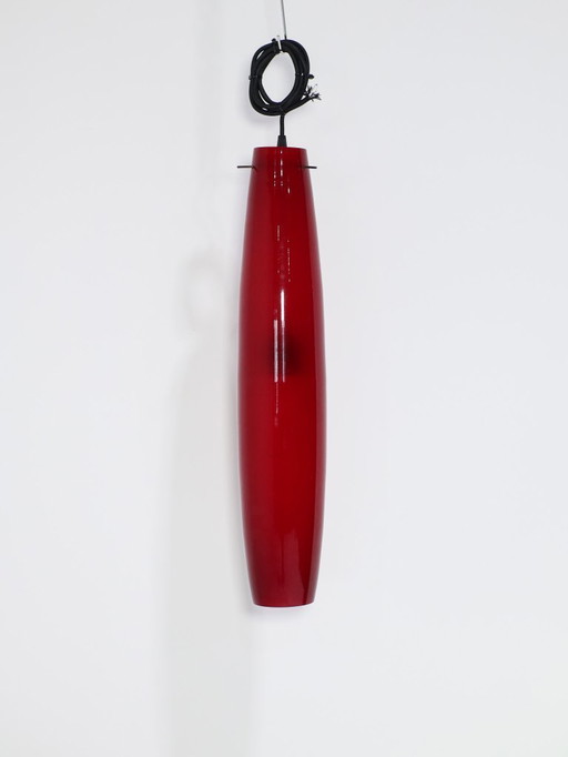Murano glass pendant lamp red Alessandro Pianon 1960s