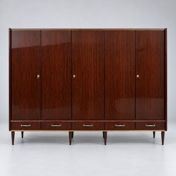 Grote vintage design kledingkast uit de jaren ’50, Kledingkasten, Hout, Bruin (foto 3 van 8)